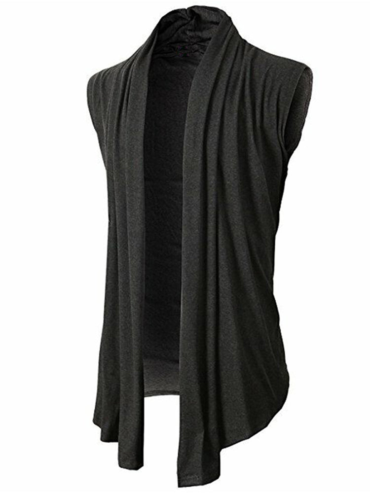 Men's Solid Color Sleeveless Knit Cardigan