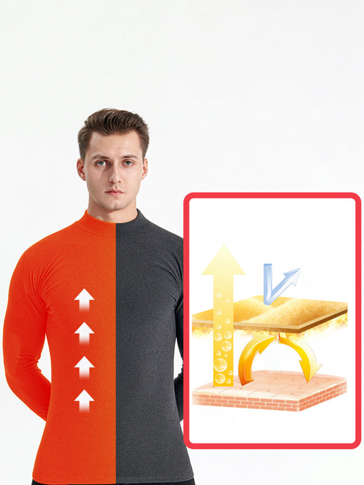 Mid-neck Men's Fleece Warm Bottoming Top T-shirt