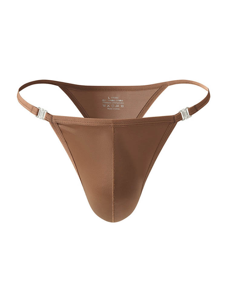 Men's Sexy Solid Color High Fork Buckle Thong