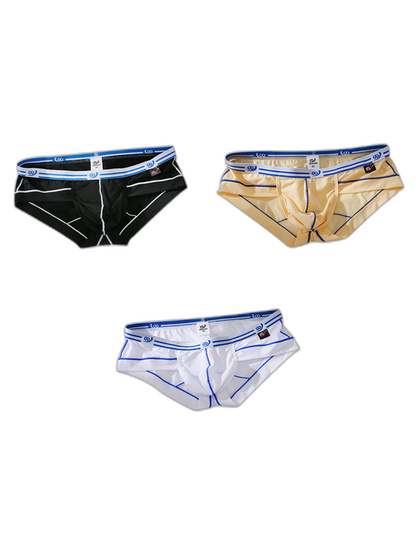 3 Pack Sexy Fashion Ice Silk Solid Color Men's Briefs
