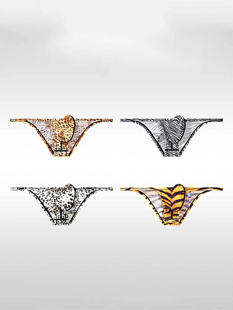 Men's Sexy Tight Contoured-Pouch Animal-Print Briefs