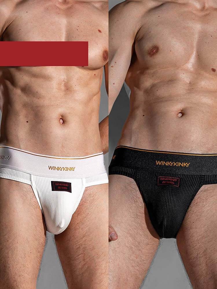 Men's Sexy Satin-Finish Wide Waistband Ribbed Briefs