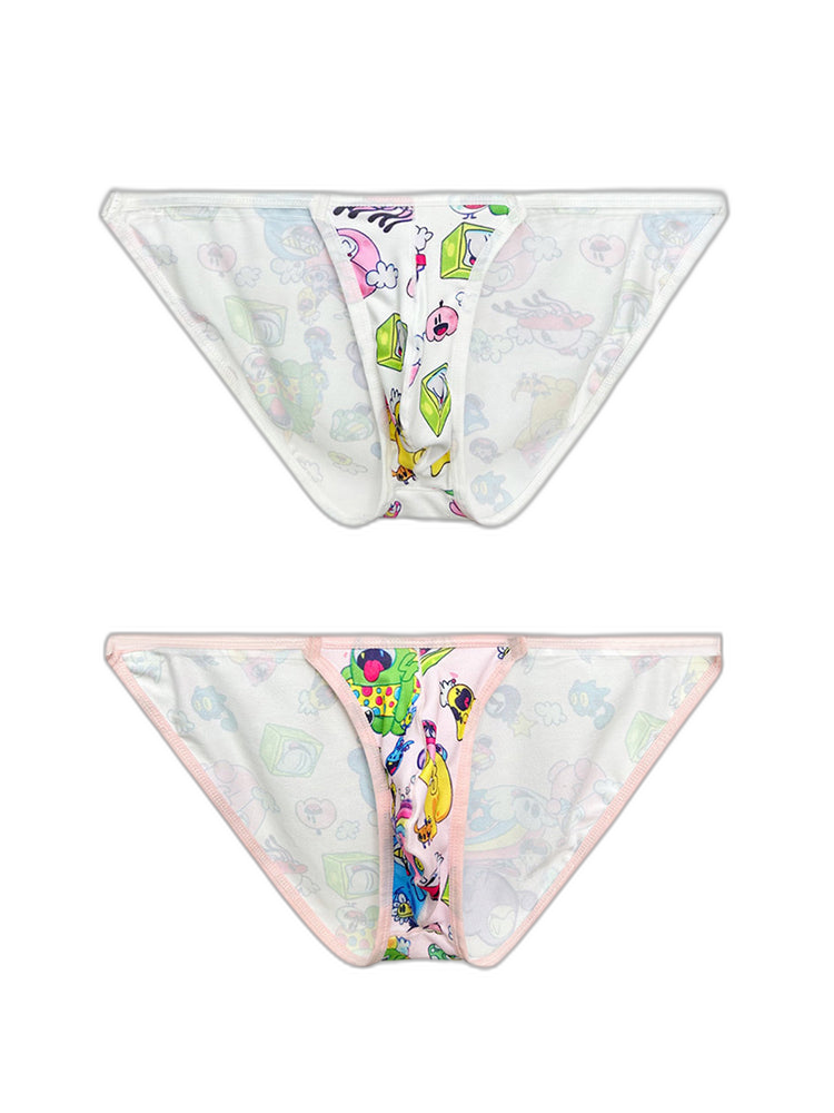 2 Pack Men's Trendy Printed Cartoon Comfortable and Breathable Bikini