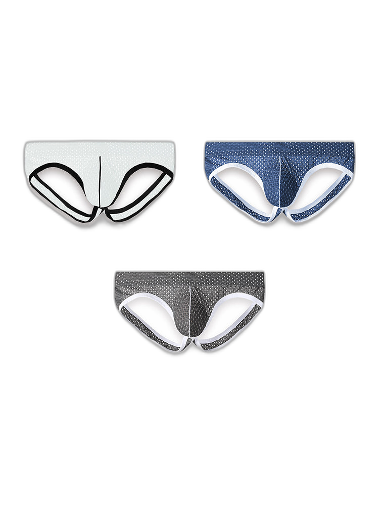 3 Pack Men's Breathable Mesh Ice Silk Sexy Stretch Fit Jockstrap