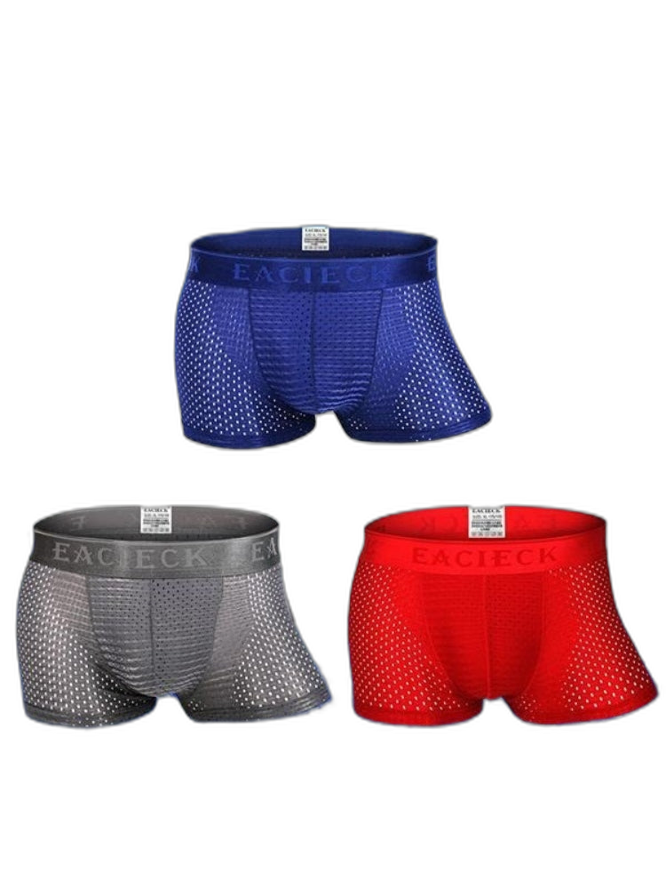 3Pcs Men's Mesh Thin Ice Silk Underwear