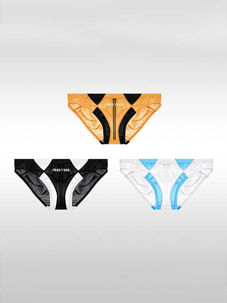 Men's Sexy Sheer Colorblock Stretch Thin Briefs