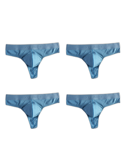 4-Pack Men's Ultra-Soft Cotton Mid-Rise Stay-Put Fit Seamless Thong