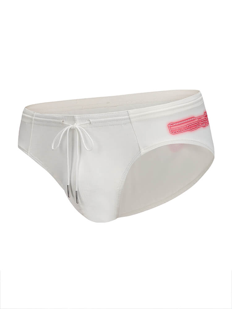 Men's Pink Teeth-Mark and Gunman Print Swim Briefs