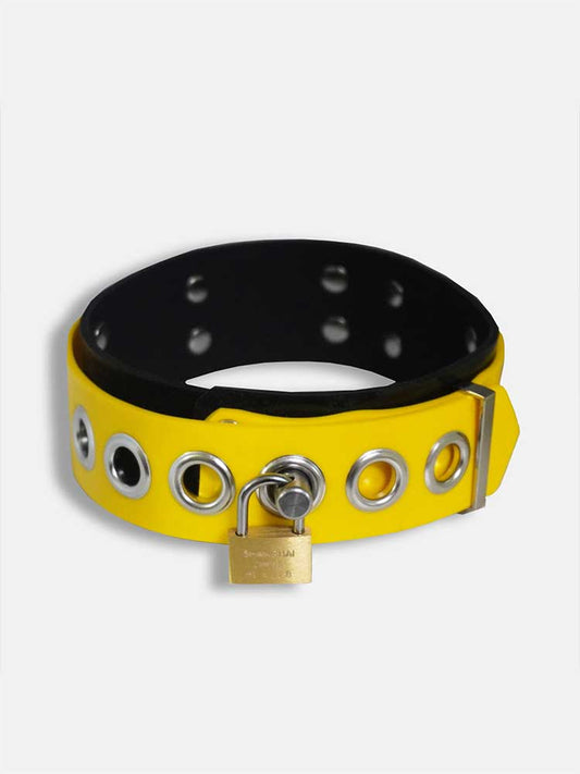 Unisex Colorblock Silicone Lock Choker Collar