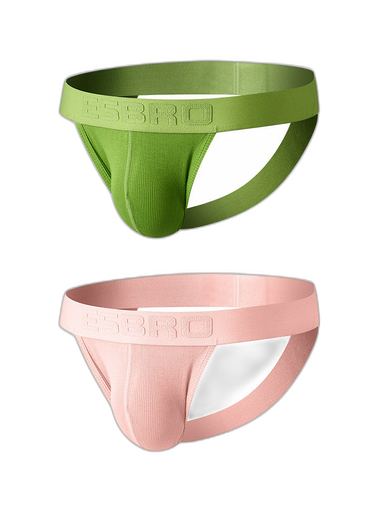 2 Pack Men's Ribbed U-Pouch Sexy Jockstrap