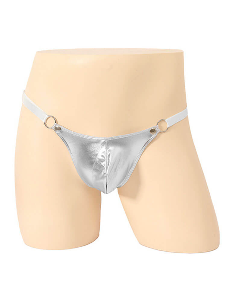 Men's Sexy Low-Rise Metal Rings Butt-Lifting Thong