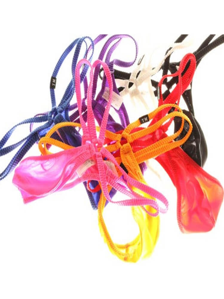 Men's Sexy Double Belt Solid Color Nylon Thong