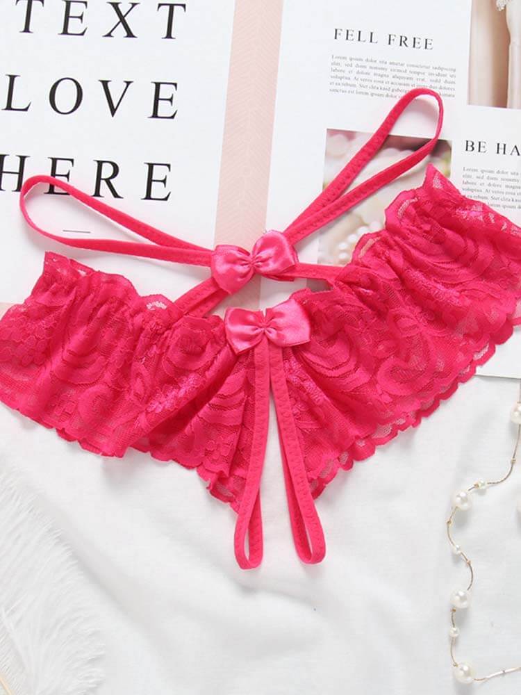 Men's Sexy Lace Bow Open-Crotch Briefs