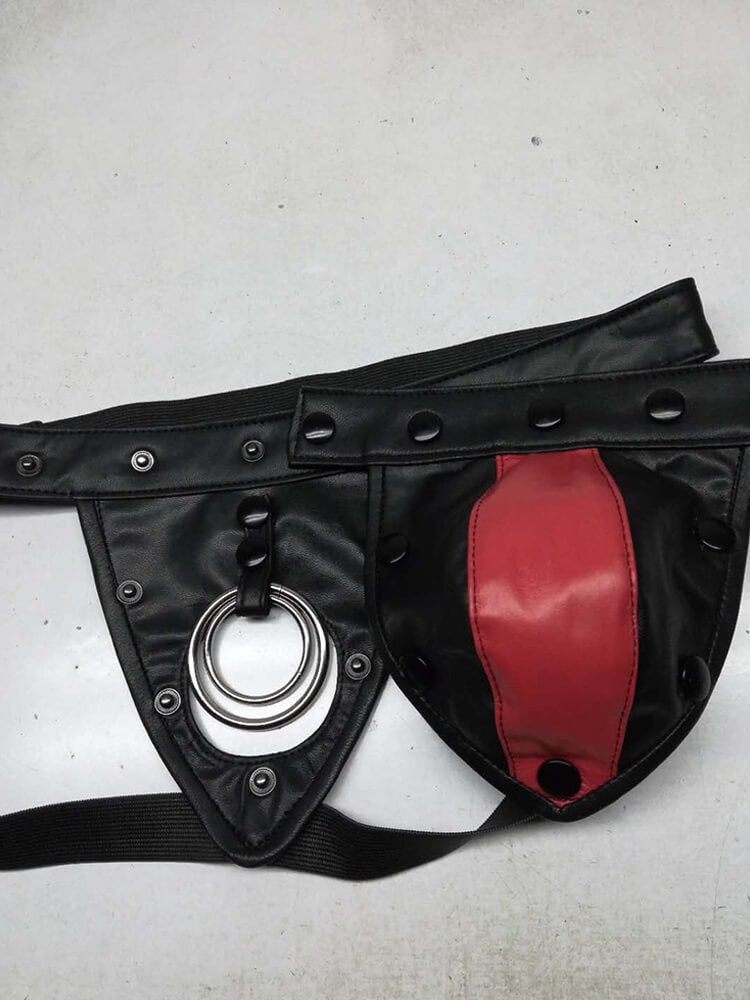 Men's Punk Contrast Leather Detachable Thong