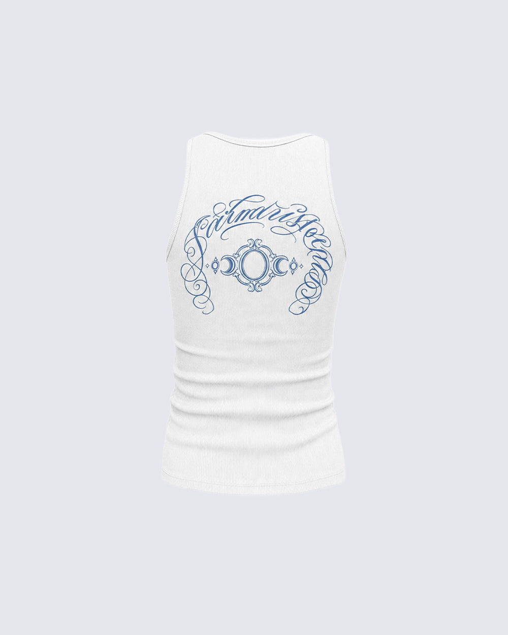 KIIKIO Gothic Cross Embroidered Slim Fit Ribbed Tank Top