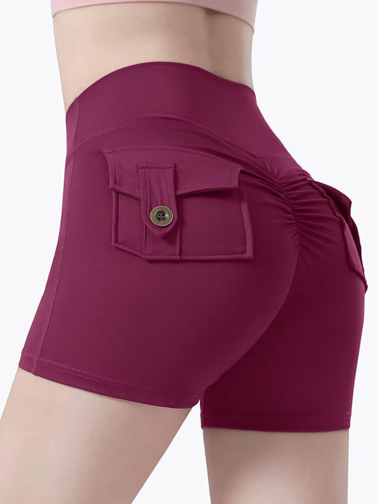 Solid Color High Waist Fitness Slim Yoga Shorts