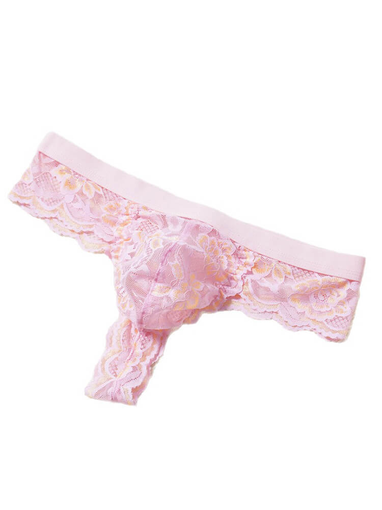 Men's Sheer Lace Sexy Low-Rise Thong