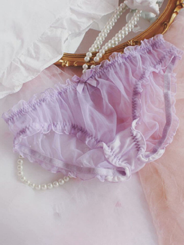 Men's Chiffon Bowknot See-Through Briefs