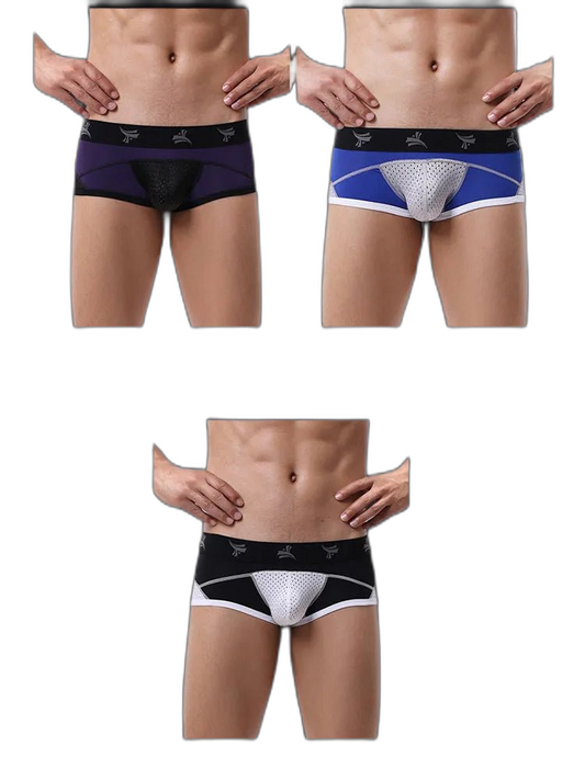 3 Pack Nylon Mesh Breathable U-Pouch Trunks