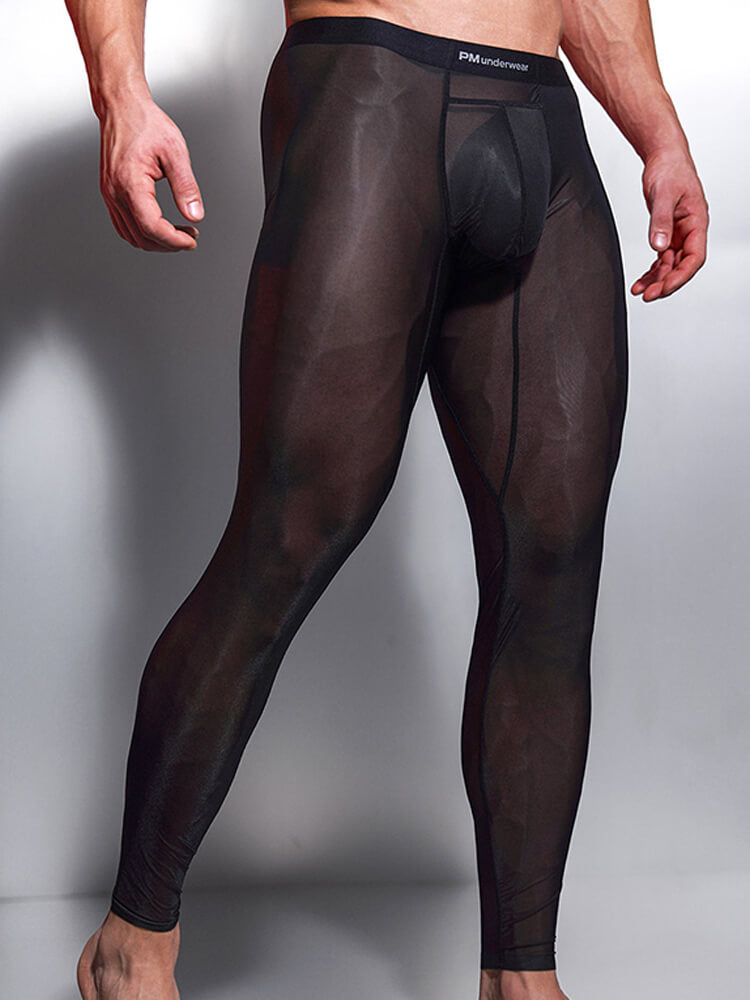 Men's Sexy Low-Waisted Thin Sheer Ice Silk Leggings