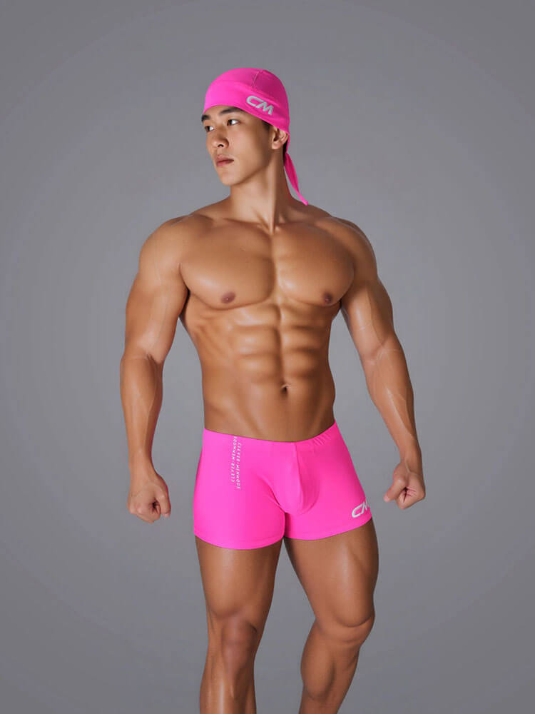 Men's Letter Print Quick-Dry Swim Trunks And Caps