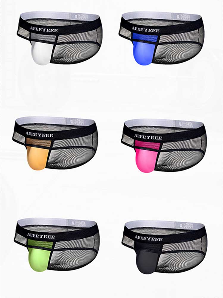 Men's Sexy Sheer Mesh Low-Rise U-Bulge Pouch Briefs