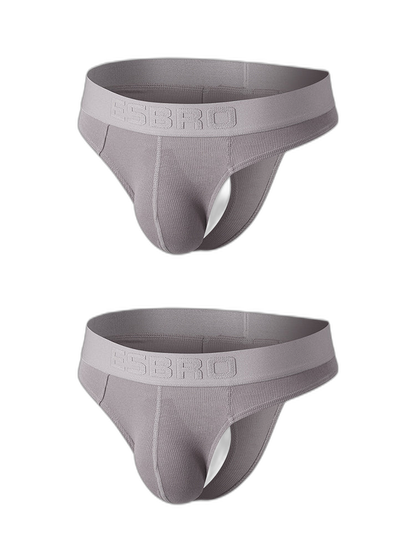 2 Pack Men's Ribbed Butt-Lifting U-Pouch Sexy Thong