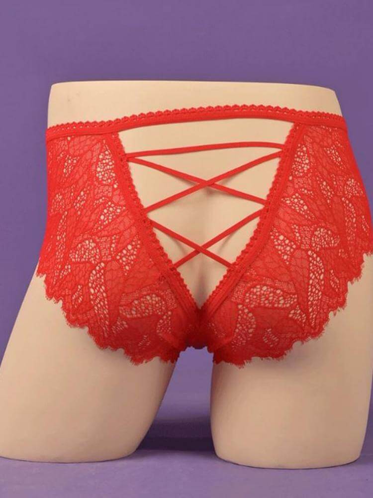 Men's Sexy High-Waisted Cut-Out Lace Briefs