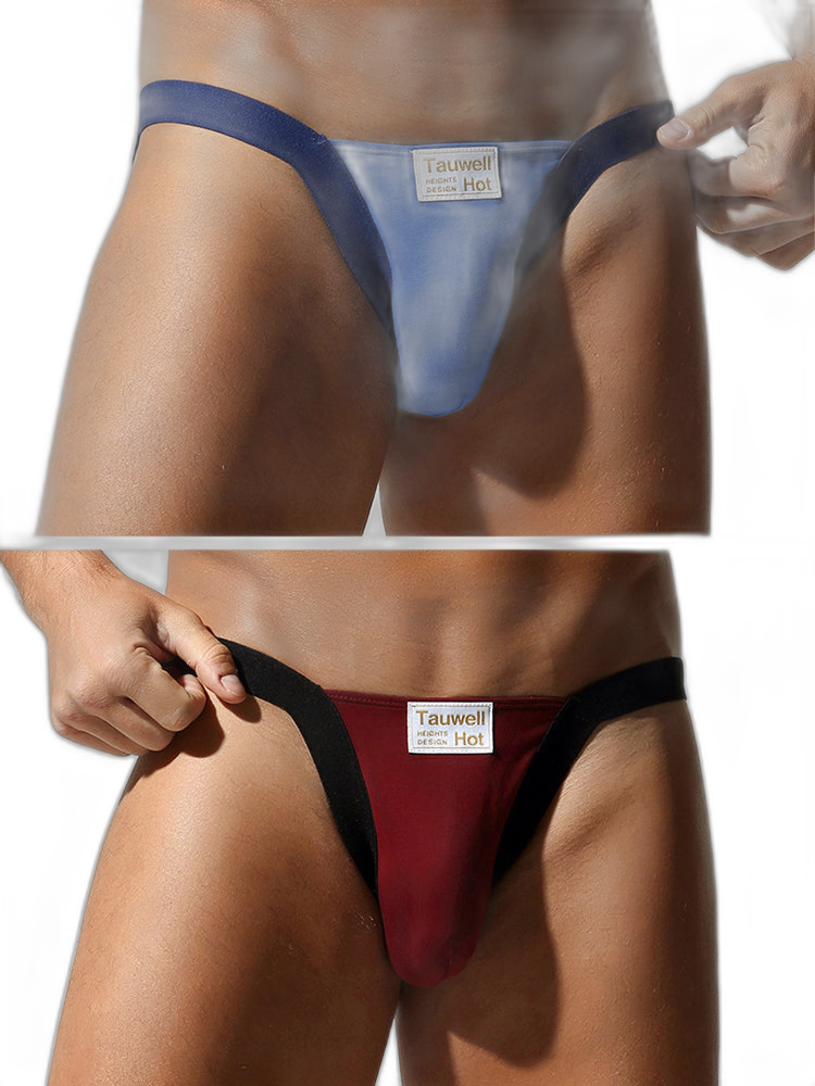 2 Pack Men's Ultra-Soft Cotton Low-Rise Sexy Anti-Chafing Stretch Jockstrap