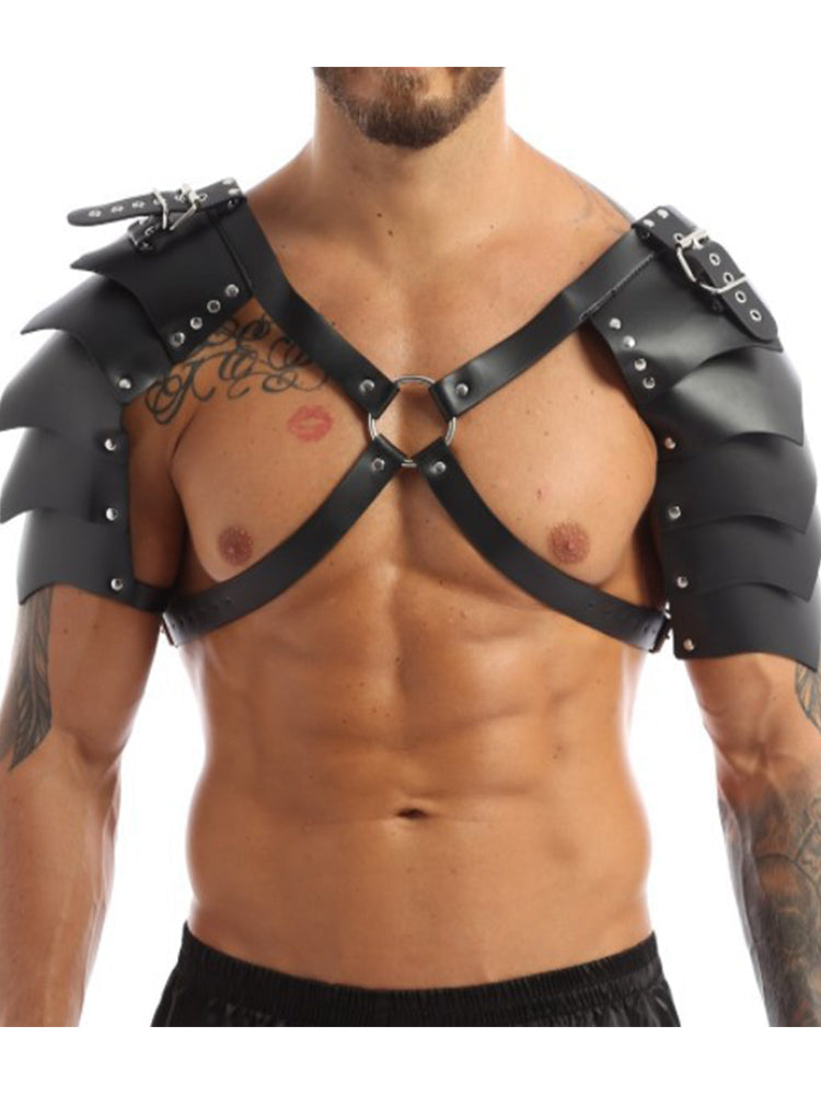 Men's Punk Body Armor Chest Harness - Black