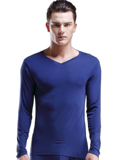 Mens Ultra Soft Low Cut V-Neck Thermal Shirt
