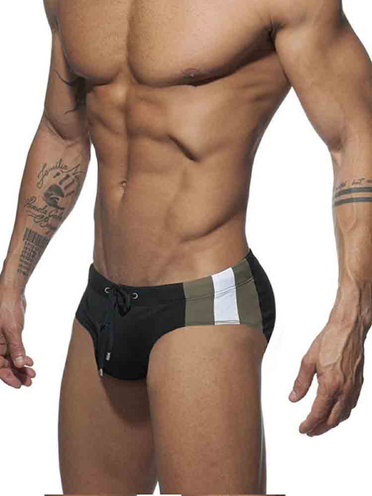 Men's Side Colorblock Lace-Up Swim Briefs