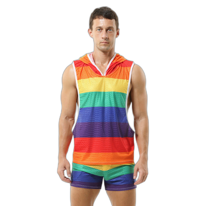 Rainbow Hooded Singlet