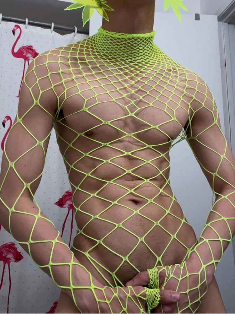 High Neck Long Sleeve Fishnet Bodysuit