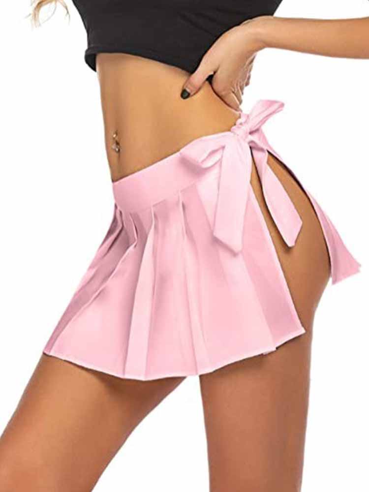 Solid Color Role-playing Pleated Mini Skirt