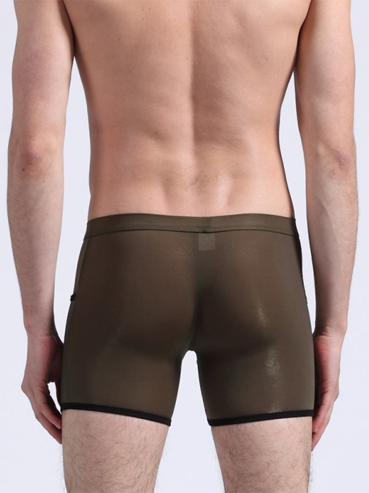 3 Pack Men's Long Leg Boxer Briefs Made of Ultra-Thin Ice Silk with Anti-Wear Elastic