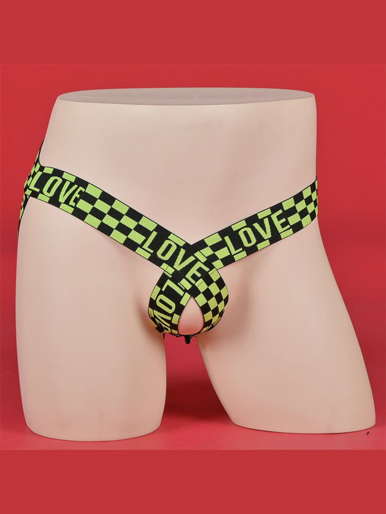 Men's Sexy Love Letter Belt Revealing Buttocks Thong