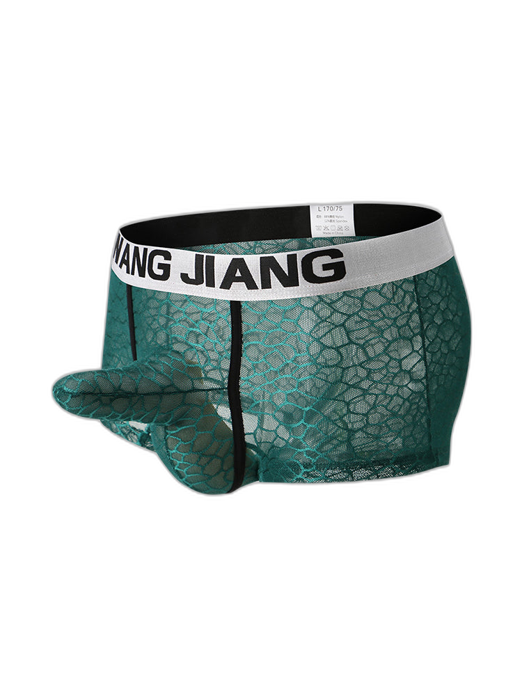 2 Pack Men's Ice Silk Lace Solid Sexy Trunks