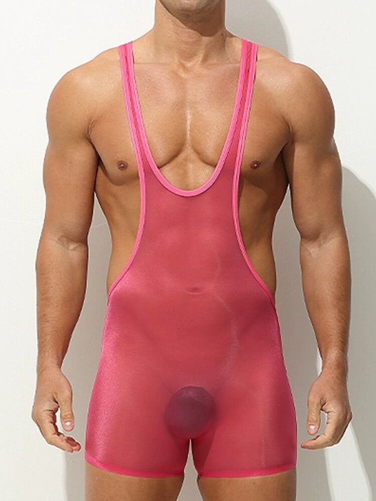 Men's Ultra-thin Ice Silk Transparent Bodysuit