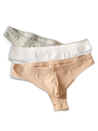 4-Pack Men's Seamless Solid Color Stretch Fit Ice Silk Thong