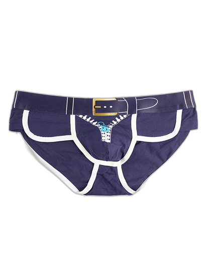 Zipper Belt Printed Cotton Pouch Briefs
