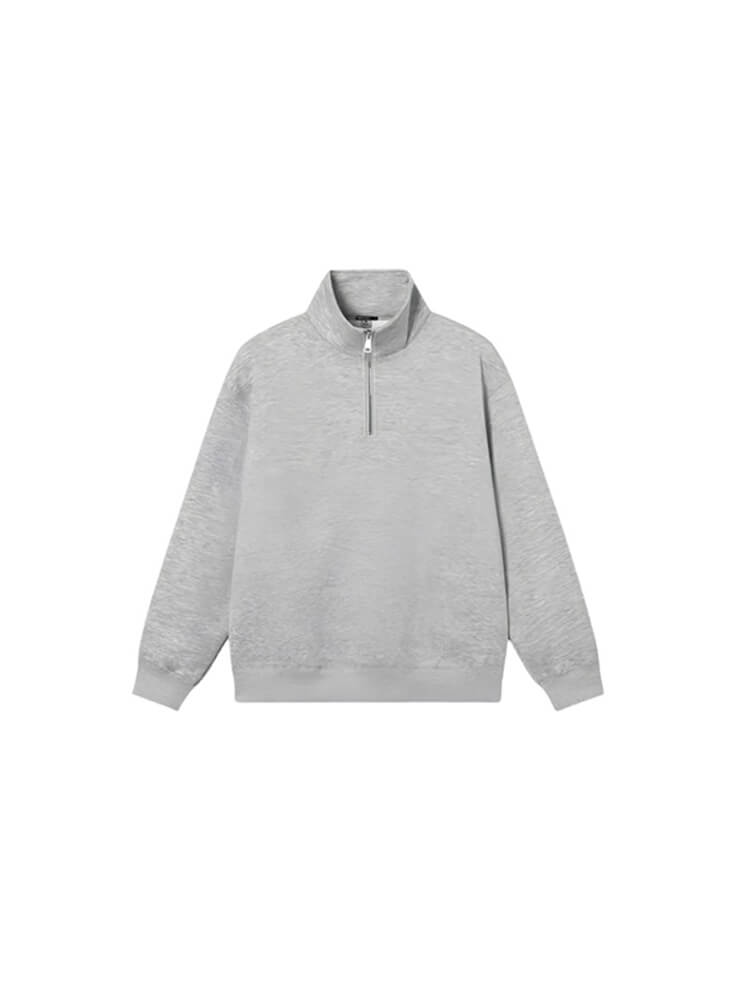 Men's Half Zip Stand Collar Solid Color Sweatshirt