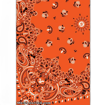 Mr.S Leather Zipper Pocket Neck Hanky - Orange
