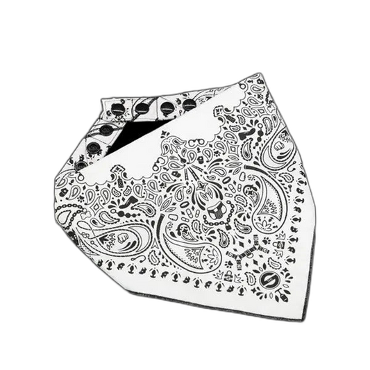 Mr.S Leather Zipper Pocket Neck Hanky - White