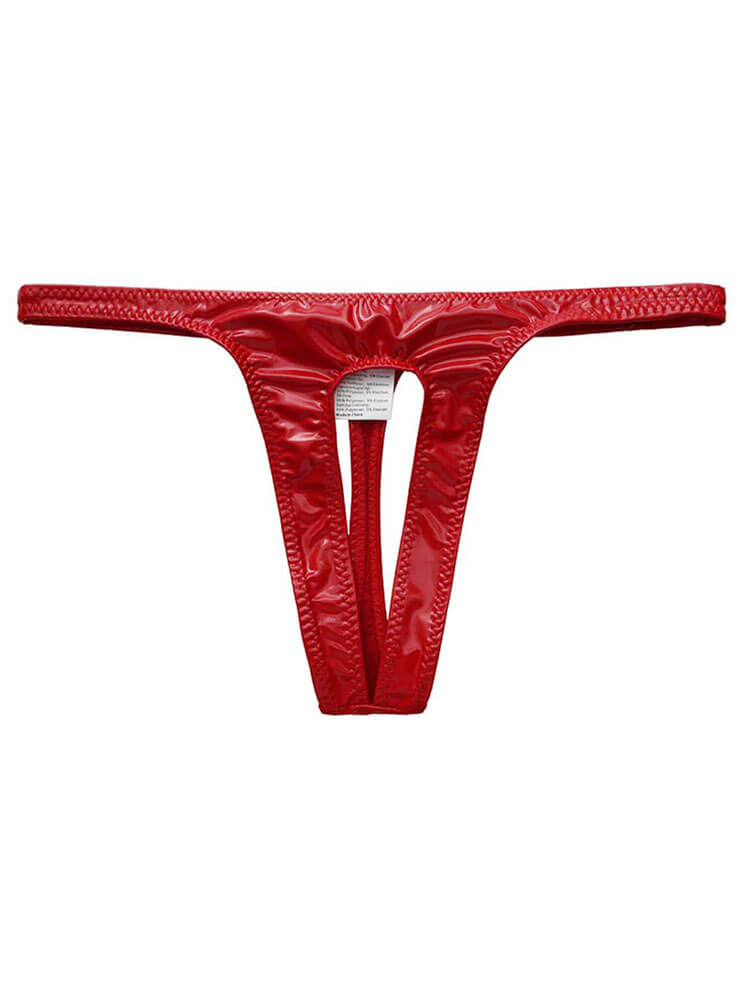 Men's Sexy Glossy Cut-Out Front Thong