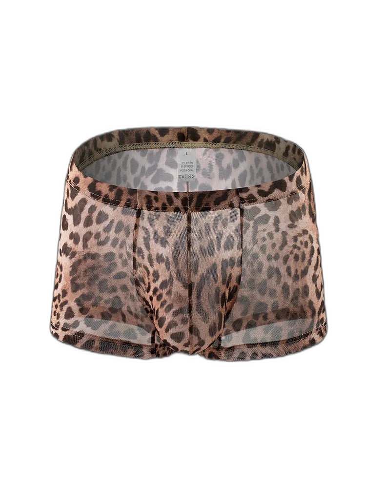 4 Pack Leopard Print See-through Mesh Trunks