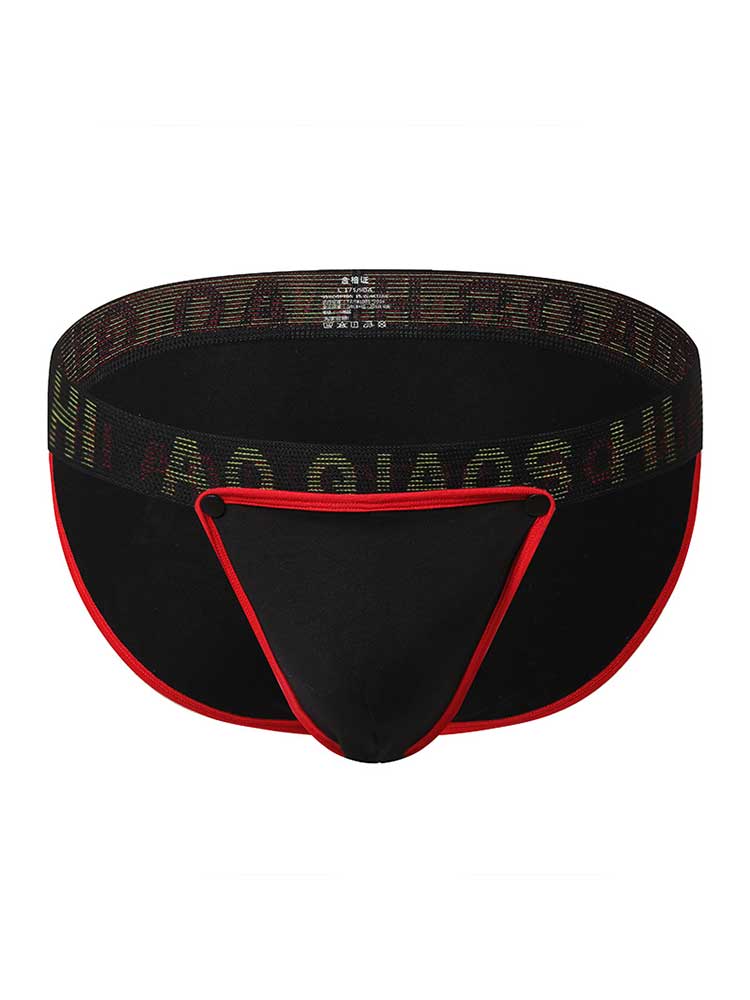 Men's High-Cut Buttons Large Pouch Cotton Briefs
