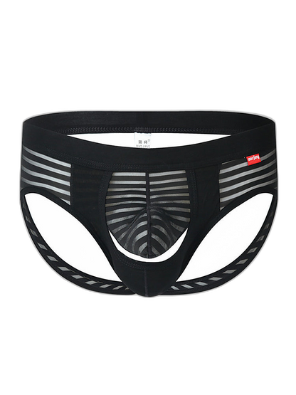 Men’s Sexy Striped Hollow Jockstrap With Separate Pouch