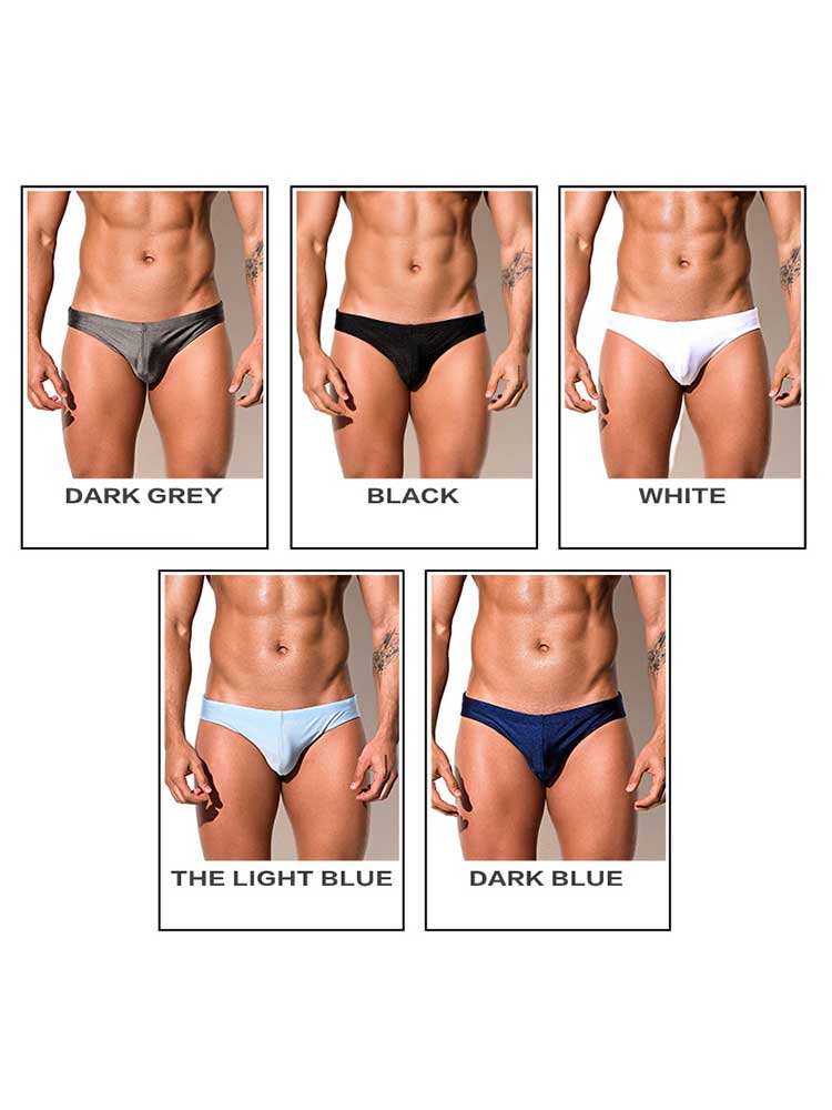 Men's Sexy Stretch Solid-Color Glossy Swim Briefs