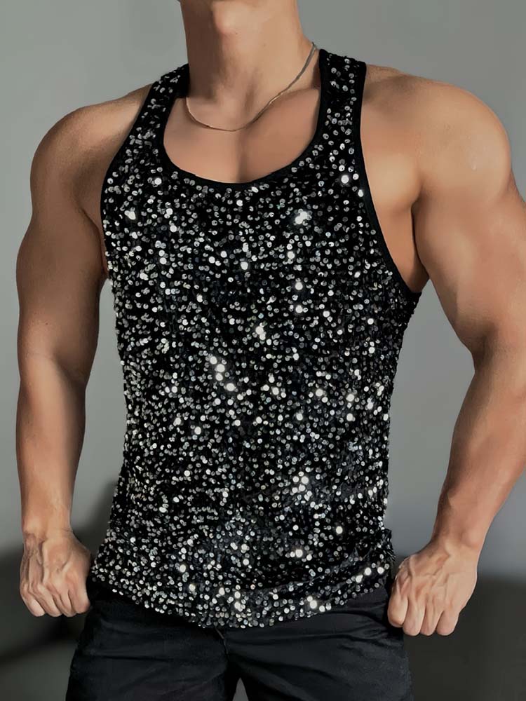 Men's Sexy Sequined Sleeveless Tank Top